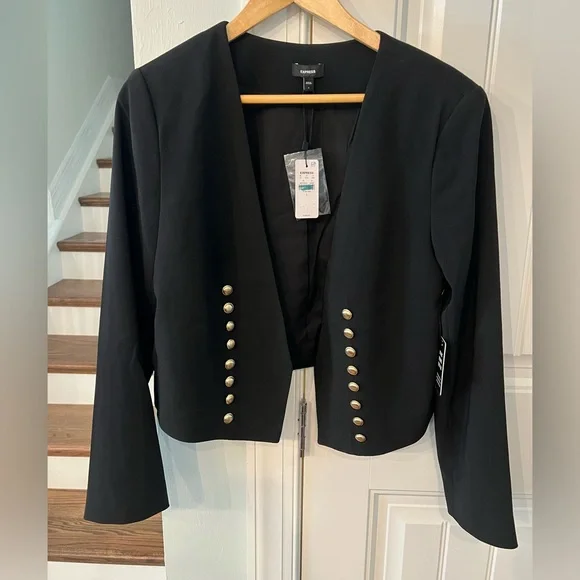 Express Women’s Black Military Button Blazer Jacket Size Large NWT - Picture 6 of 7